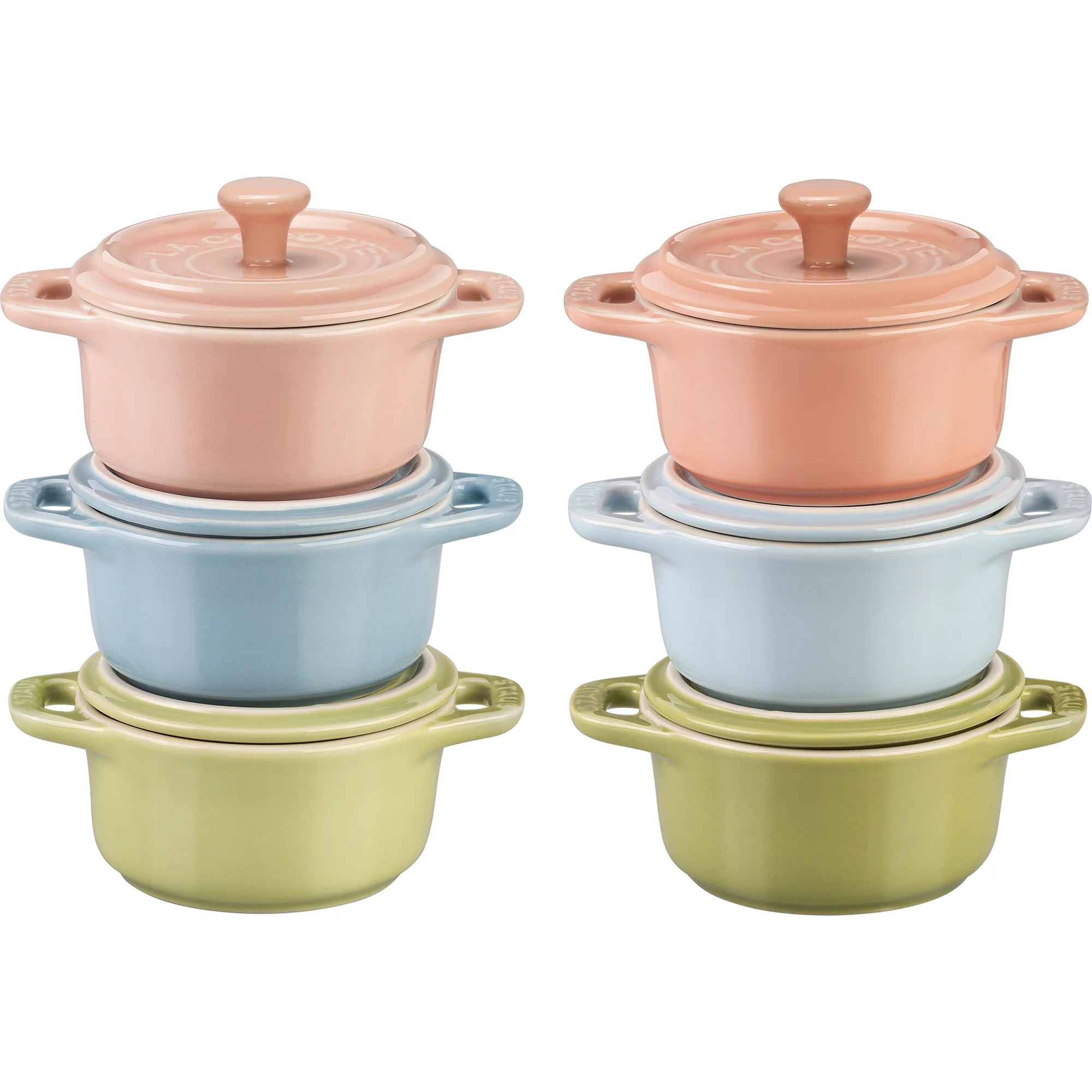 Staub Ceramic 6-pc Mini Round Cocotte Set - Macaron Pastel Colors | Shop Simon