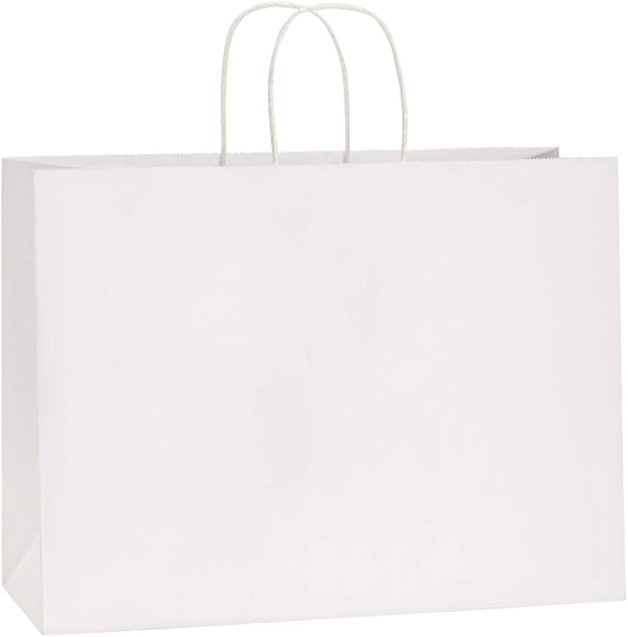 BagDream 16x6x12 Inches 50Pcs White Kraft Paper Bags with Handles Bulk, Large Gift Bags for Shopp... | Amazon (US)