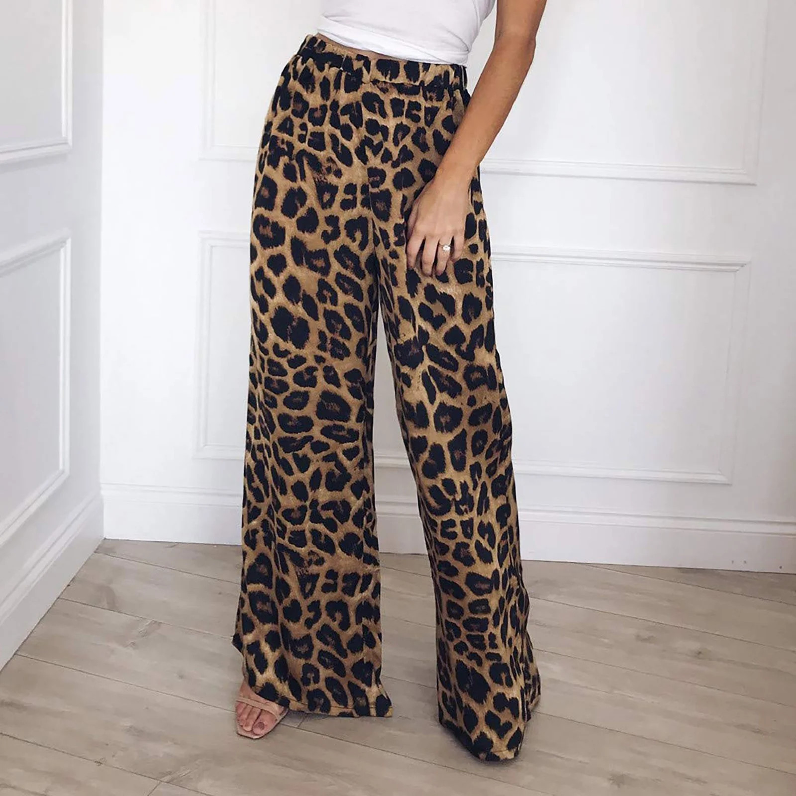 Pavied Wide Leg Pants Woman,Work Pants Women,Women's Spring/Summer Leopard Pattern Thin High Wais... | Walmart (US)