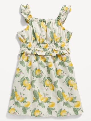 Sleeveless Fit & Flare Ruffle-Trim Linen-Blend Dress for Toddler Girls | Old Navy (US)