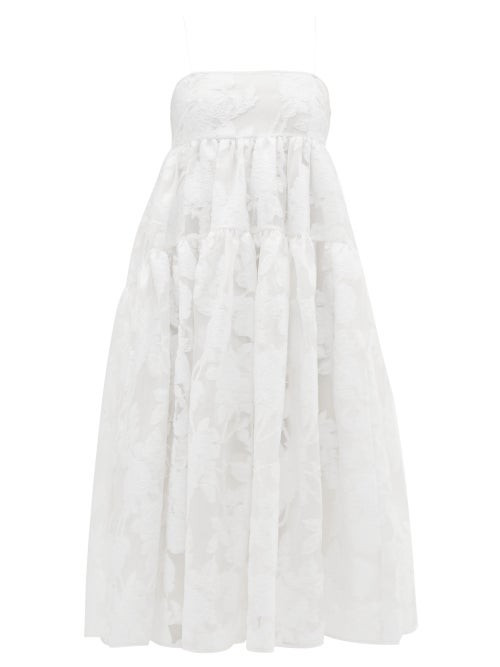 Cecilie Bahnsen - Sofie Tie-back Rose-chinée Dress - Womens - White | Matches (UK)