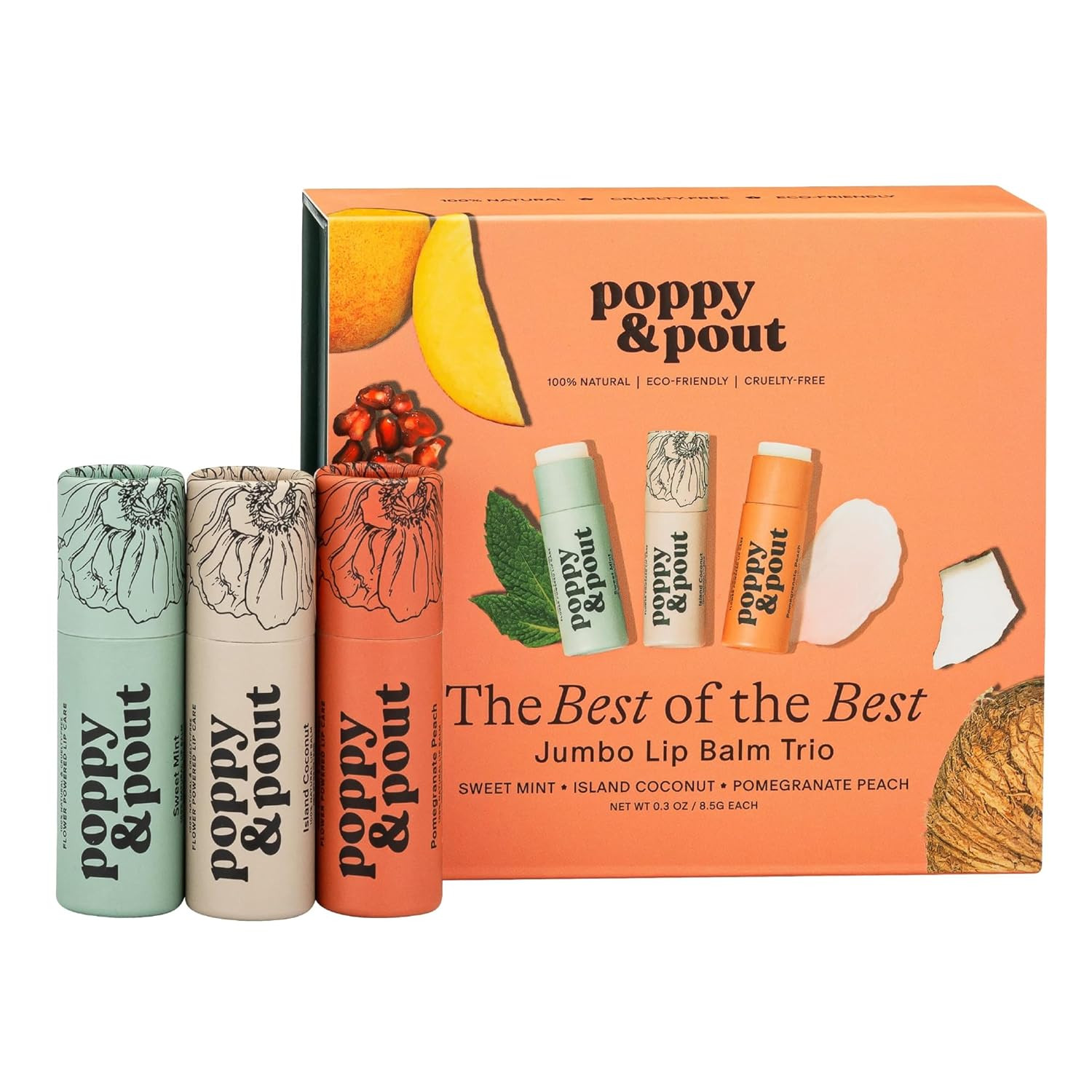 Jumbo Lip Balm Gift Set (3-Pack, Top Flavors) | Poppy & Pout All Natural Lip Balms & Moisturizers... | Amazon (US)