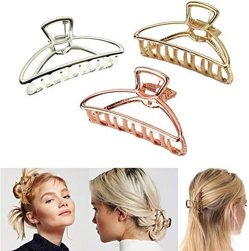 VinBee 3 PACK Large Metal Hair Claw Clips Hair Catch Barrette Jaw Clamp for Women Half Bun Hairpi... | Amazon (US)