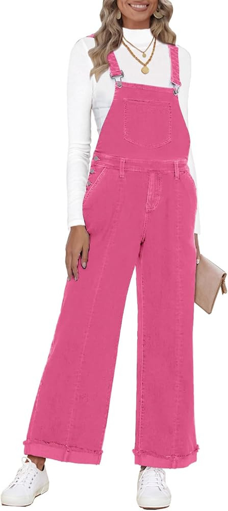 Vetinee Womens Overalls Denim Loose Fit Wide Leg Bib Stretch Baggy Jeans Jumpsuit Y2K Comfy | Amazon (US)