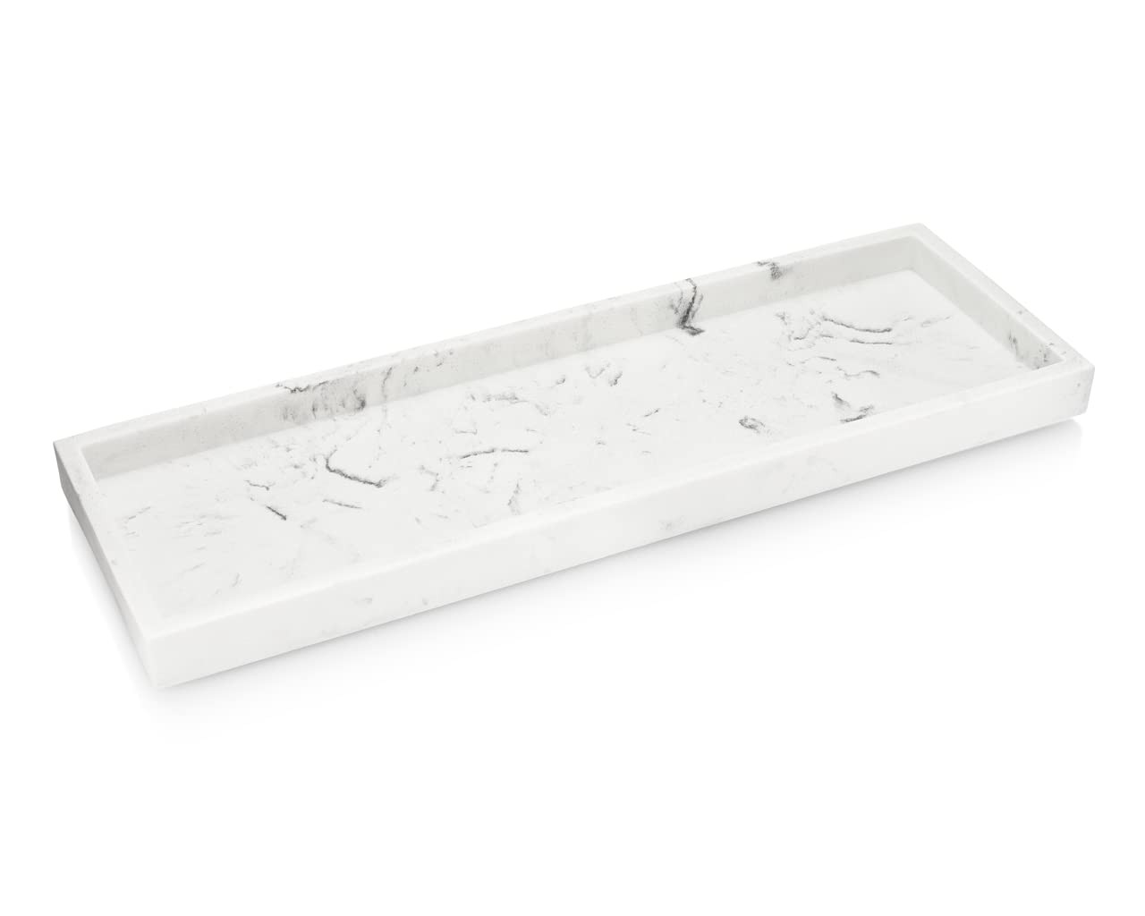 Essentra Home White Marble Luxury Bathroom Vanity Tray, Rectangular Cosmetic Tray. | Amazon (US)