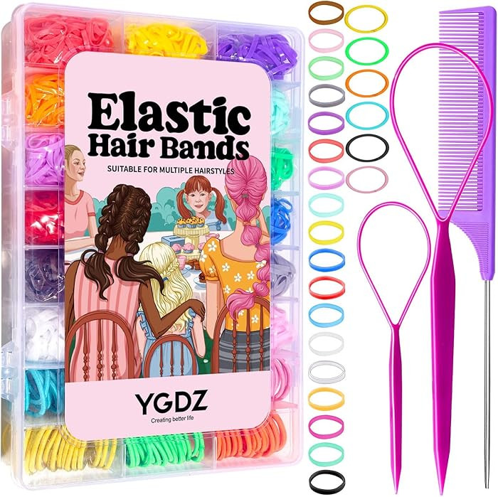 YGDZ Hair Ties, 1500pcs Elastic Hair Bands, 120pcs Baby Hair Ties, Hair Accessories for Girl, Tod... | Amazon (US)