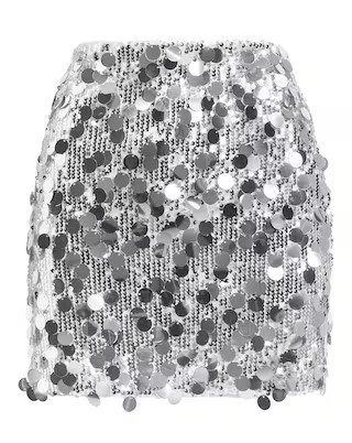 Silver Mixed Disc Sequin Mini Skirt | Simply Be | Simply Be (UK)