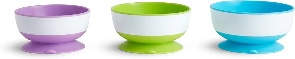 Munchkin Stay Put Suction Bowls for Baby and Toddler, 3 Pack, Blue/Green/Purple | Amazon (US)