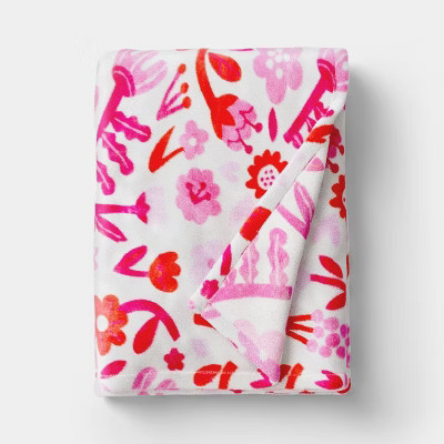 Printed Plush Throw Ivory/Pink/Red - Room Essentials™ | Target