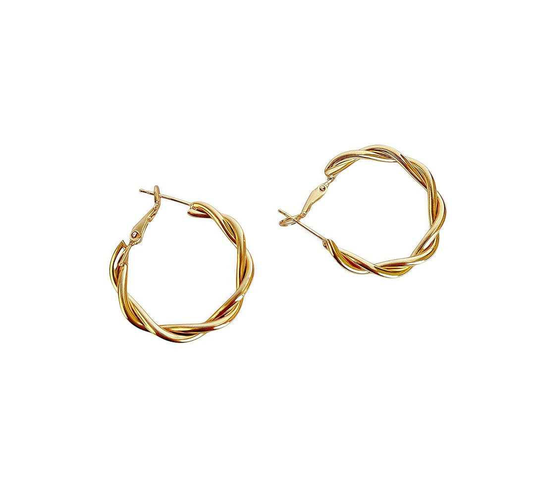 30mm Gold Hoop Earrings for Women, Gold Silver Twisted Hoop Earrings, Hypoallergenic Lightweight ... | Amazon (US)