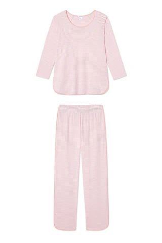 Pima Long-Long Set in English Rose Stripe | Lake Pajamas