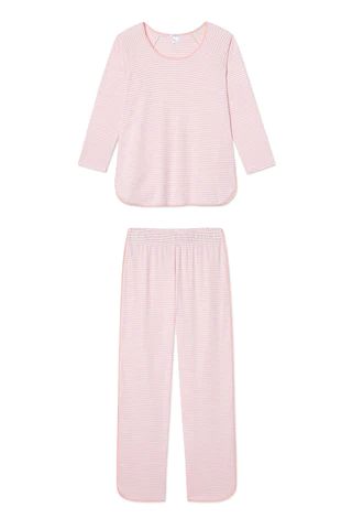 Pima Long-Long Set in English Rose Stripe | Lake Pajamas
