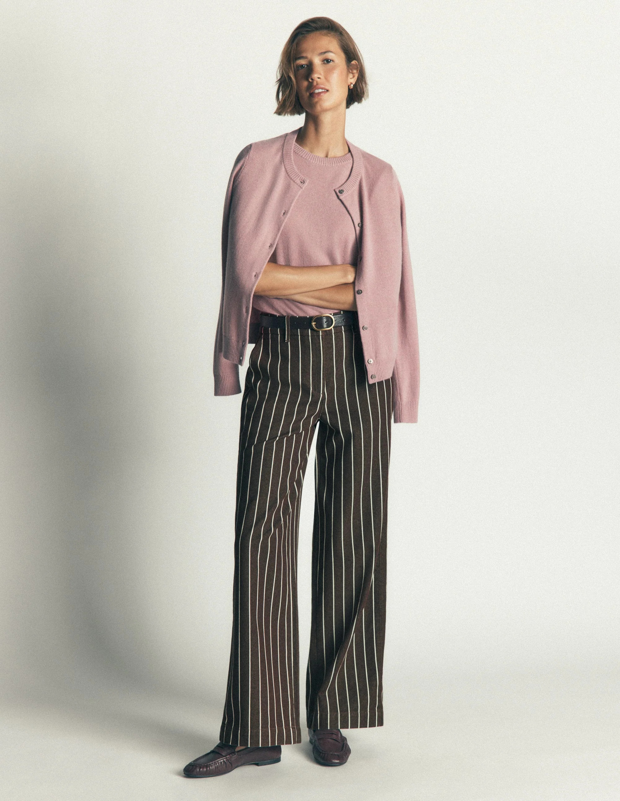 Belgravia Twill Pants-Brown Stripe | Boden (US)