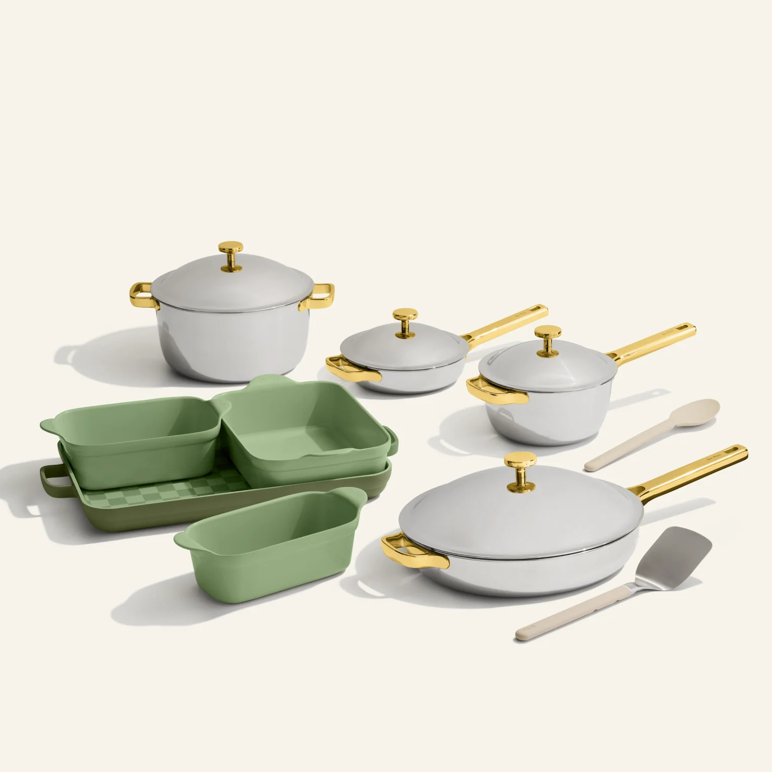 VIP Titanium Pro Complete Cookware + Bakeware Set - Gold/Sage | Our Place