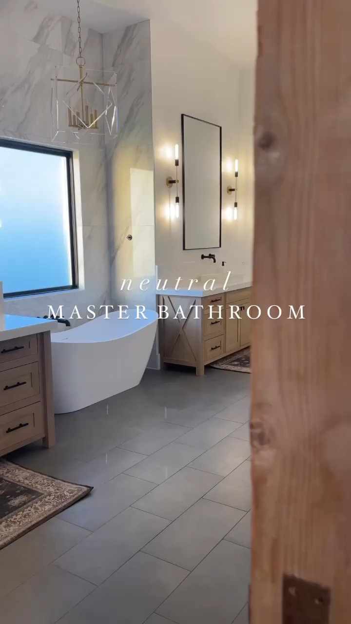 Create a neutral bathroom that you never want to leave.

Mirrors over sinks are 36 x 60 and the mirror over the sit down vanity is 36 x 72.

#LTKsalealert #LTKhome