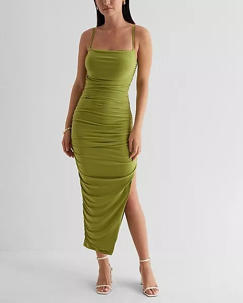 Body Contour Mesh Ruched Side Slit … curated on LTK