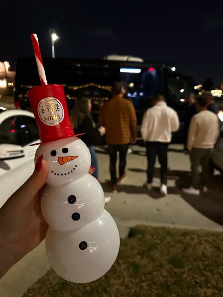 Would y’all believe me if I said that this snowman can fit an entire bottle of wine? Filled mine up with a cocktail to take on the party bus we rented for the Volare Christmas party! 

#LTKparties #LTKHoliday #LTKSeasonal