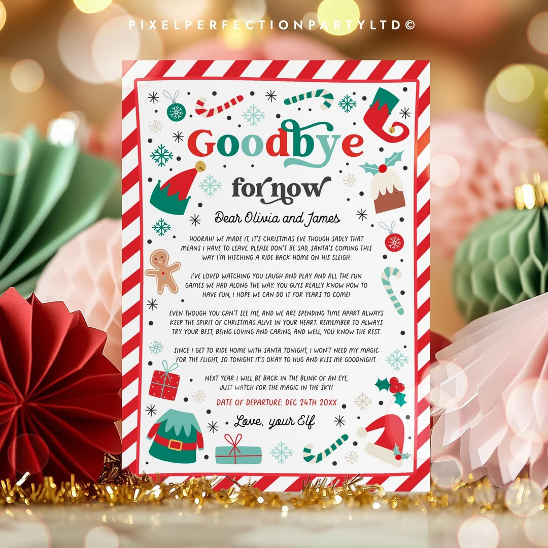 Editable Elf Goodbye Letter Elf Departure Letter Elf Farewell Letter Christmas Elf Departure Good... | Etsy (US)