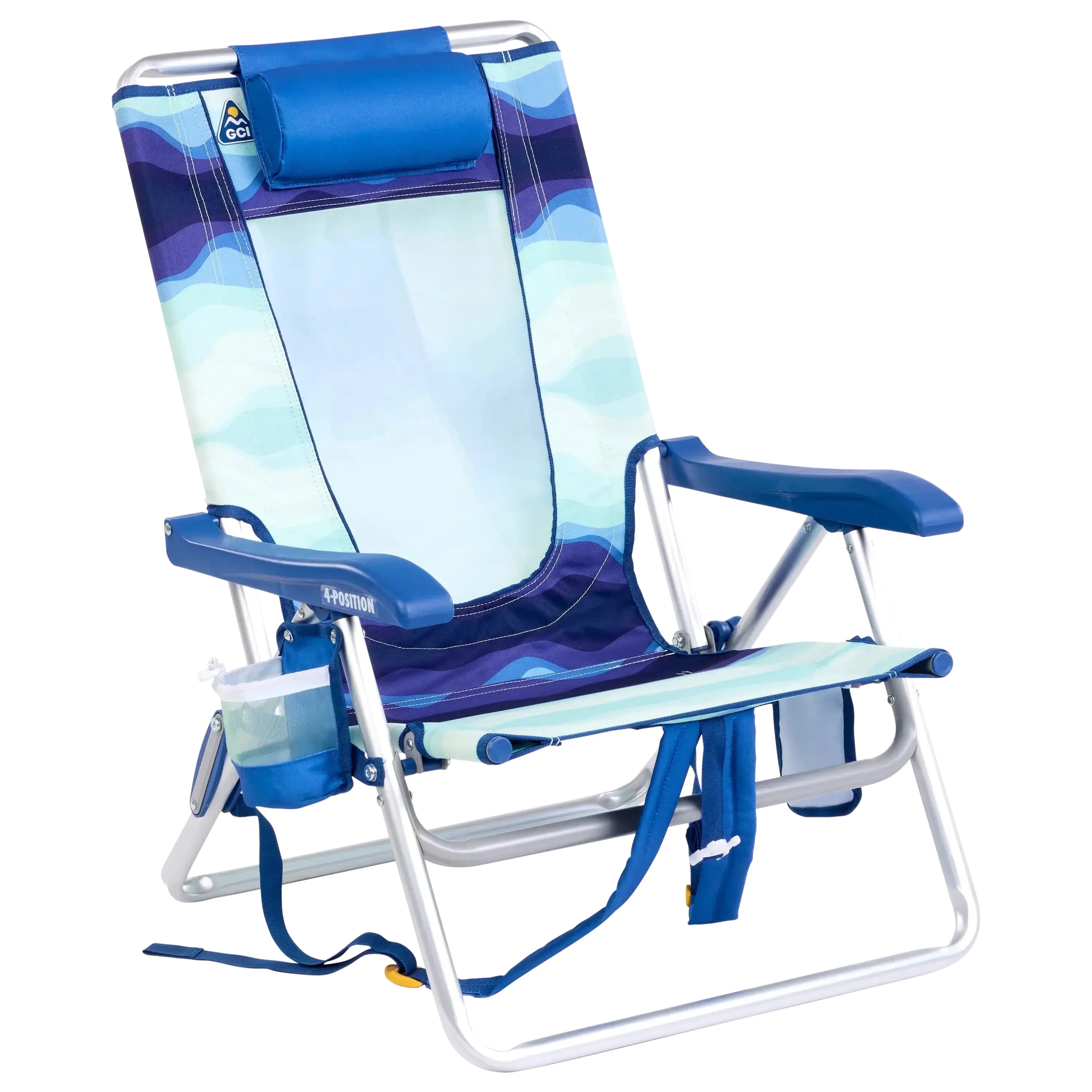 GCI Outdoor Backpack Beach Chair Lightweight Low Profile Reclining Chair, Wave Blue - Walmart.com | Walmart (US)