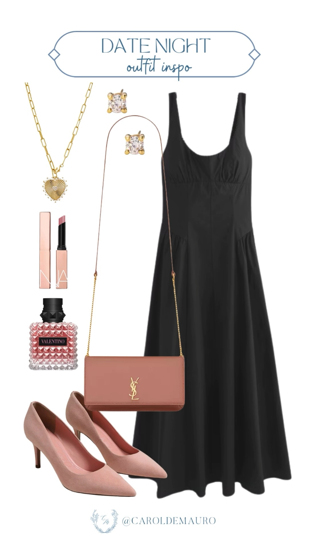 Keep your look timeless with a black midi dress and a pop of pink for that romantic glow! Accessorize with a YSL chain bag and a gold heart necklace to complete your look.

date night, formal wear, preppy look, nightout style, luxe handbags, beauty finds, fashion finds, timeless outfit

#LTKootd #LTKU #LTKSeasonal