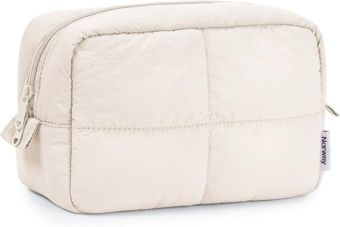 Narwey Puffy Makeup Bag for Travel Women Girl, Quilted Makeup Bag Cosmetic Bag, Cute Puffer Make ... | Amazon (US)