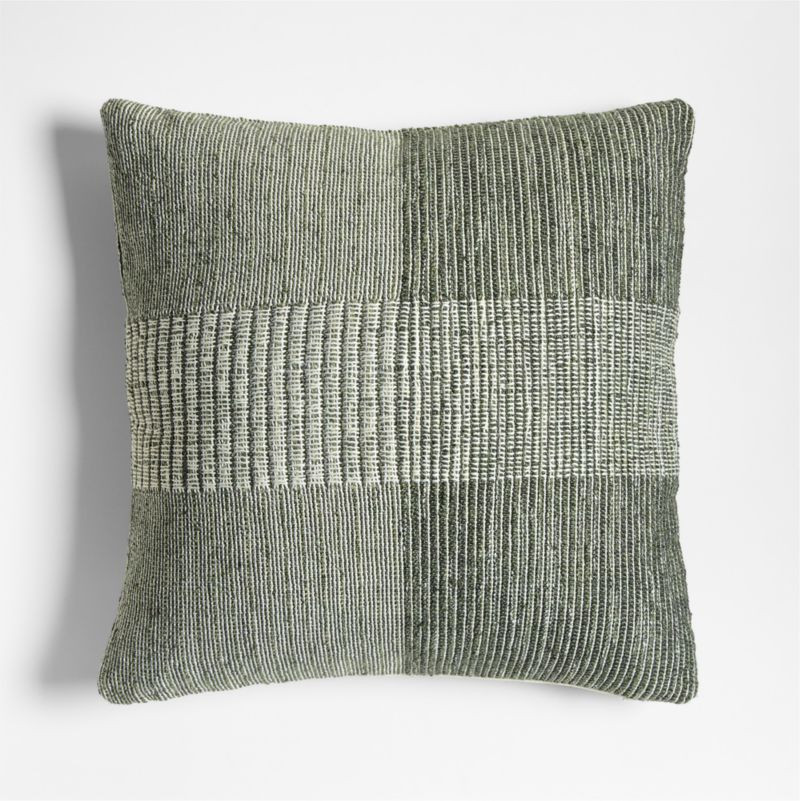 Textured Woven Stripes 20x20 Juniper Green Indoor/Outdoor Throw Pillow + Reviews | Crate & Barrel | Crate & Barrel