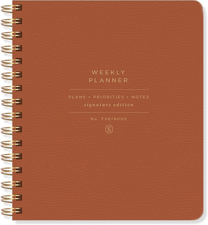 Fringe Studio "STANDARD COGNAC" NON-DATED WEEKLY PLANNER, 7" X 8.375", VEGAN LEATHER COVER, 160 P... | Amazon (US)