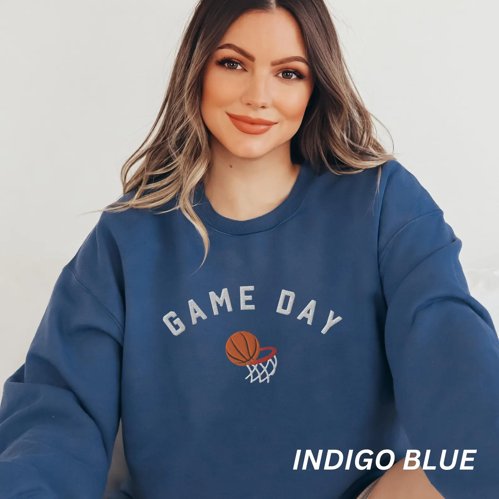 EMBROIDERED Basketball Game Day Sweatshirt, Basketball Mom Crewneck Shirt, Basketball Sweat Shirt... | Etsy (Global)