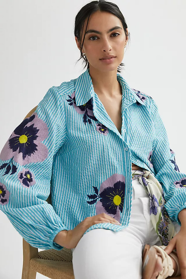 Maeve Embroidered Buttondown | Anthropologie (US)