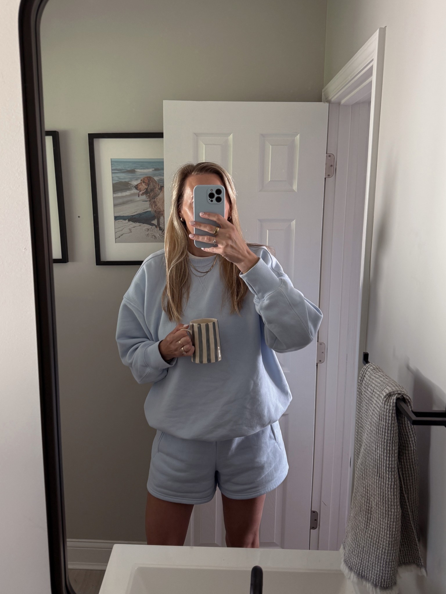 Cozy matching set in the prettiest spring blue — TTS, sweatshirt runs oversized. Wishing I got the yellow too! Love a good sweatshirt + shorts set this time of year.

#LTKStyleTip #LTKFindsUnder50