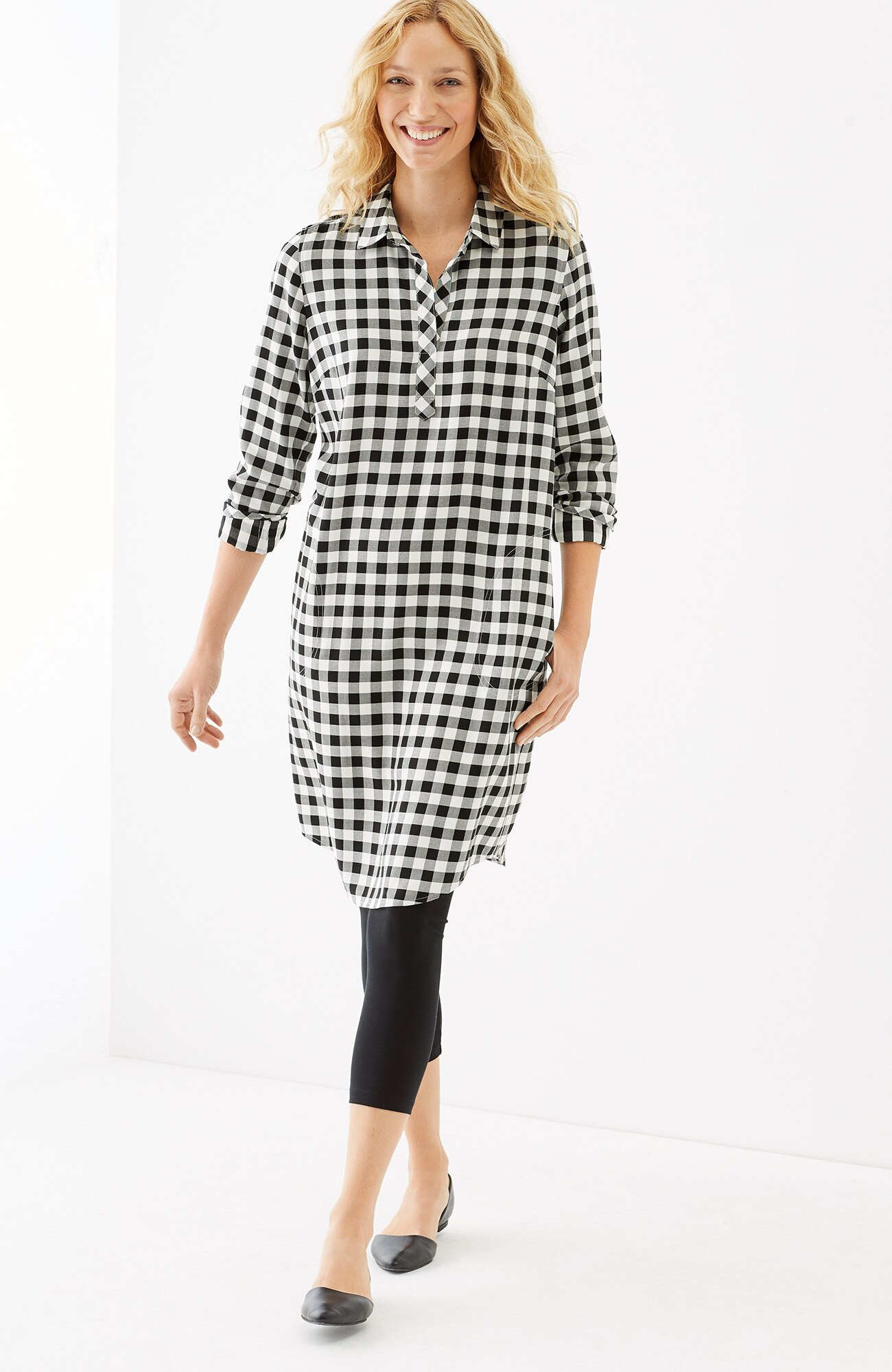 GINGHAM RAYON-TWILL SHIRTDRESS | j.jill.com (US)