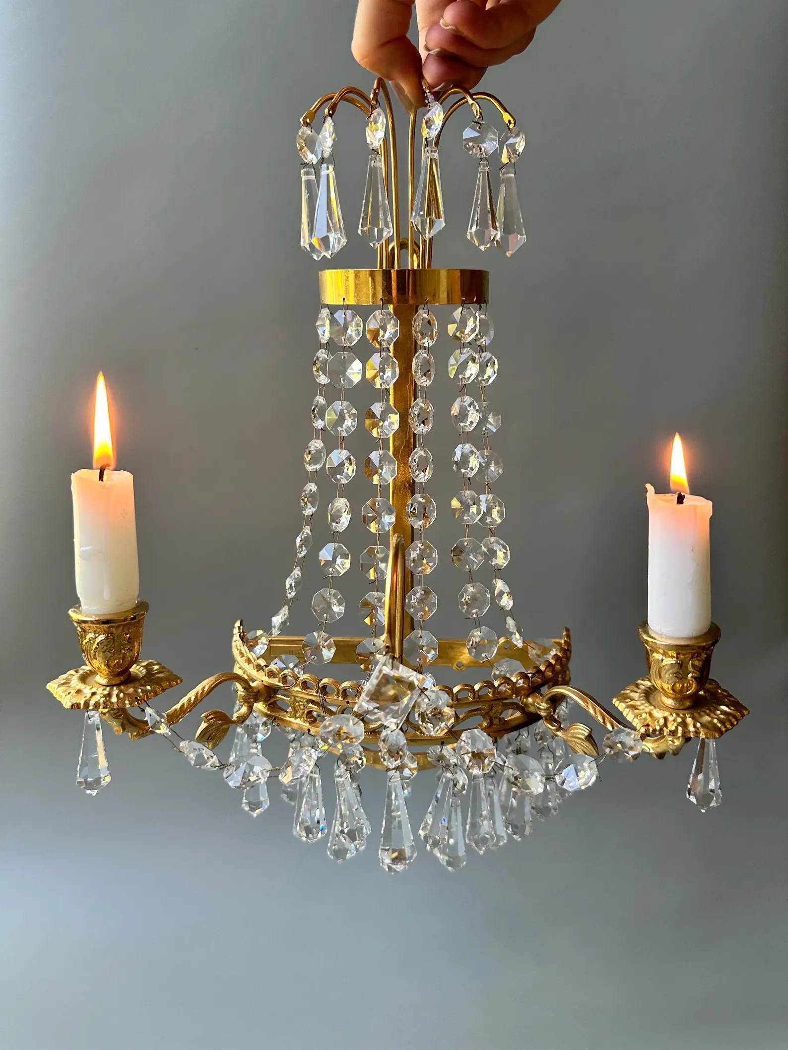 Vintage Crystal and Brass Wall Sconce / Candelabra / Ornate Candlestick Holder / Home Decor / Wal... | Etsy (US)