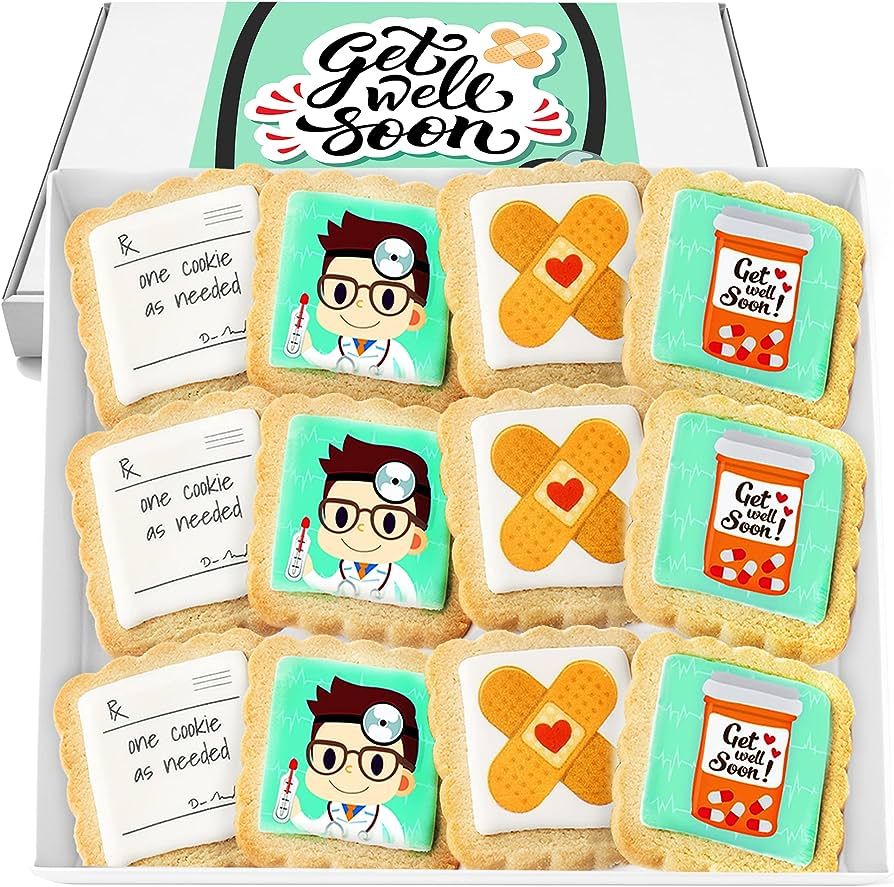 Get Well Soon Gift Cookies Basket Box For Kids and Adults After Surgery Care Package Feel Better ... | Amazon (US)