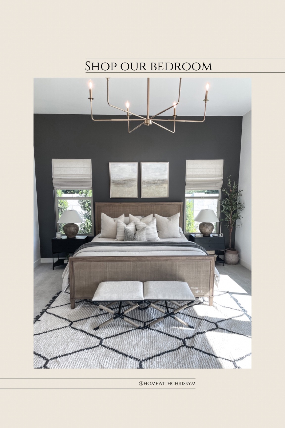 Shop our bedroom 

Styled bedroom-dark accent wall-primary bedroom-master bedroom-master suite-moody Spaces-black nightstand-cane bed frame-Loloi rug-modern decor-McGee and Co-DIY art-olive tree-budget friendly tree-affordable tree

#LTKFind #LTKhome #LTKstyletip