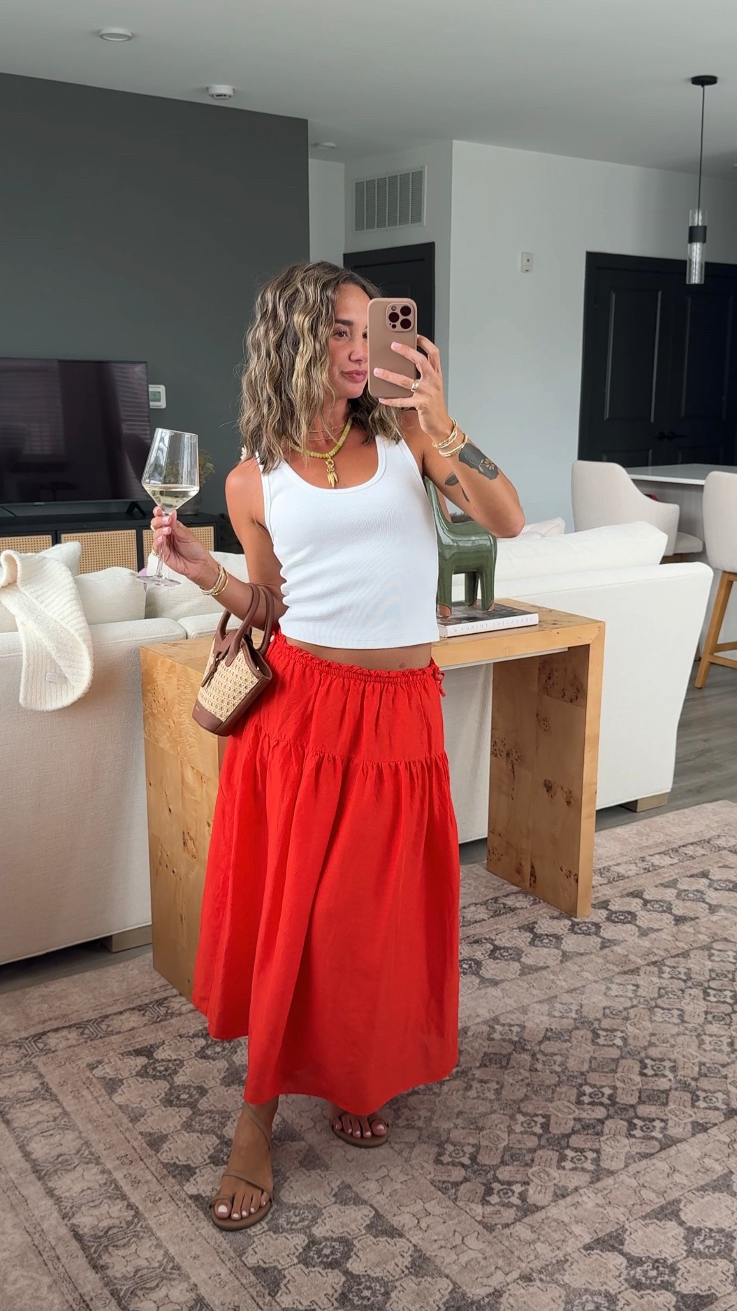 XS skirt S tank! Necklace is ALV jewels. I wear XS in the tube top from my TikTok!