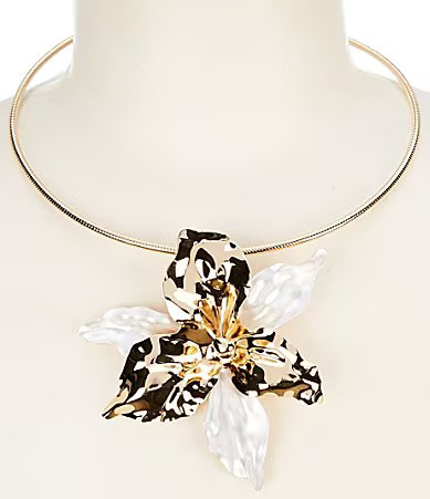 Natasha Accessories Open Flower Collar Statement Necklace - Gold/Ivory | Dillard's