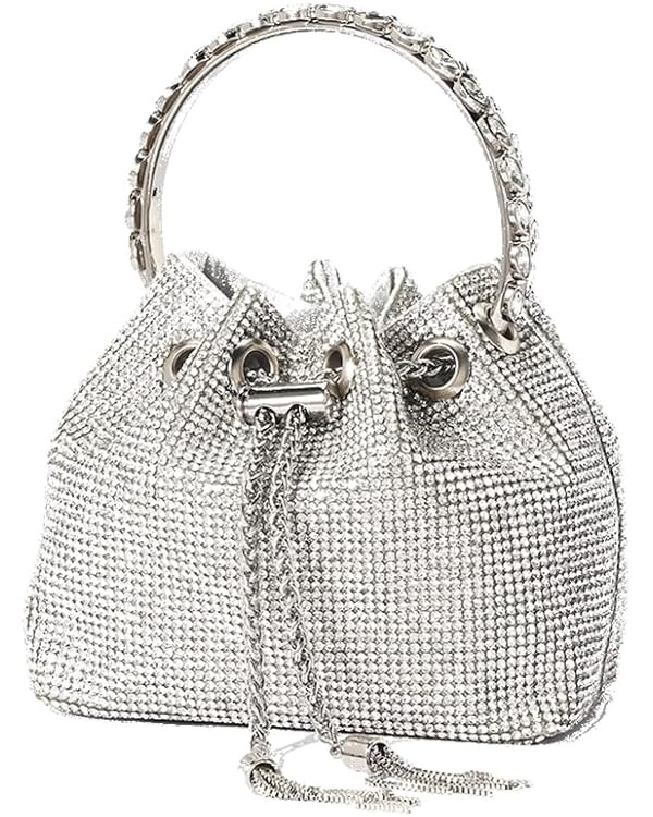 DJBM Ladies Full Diamonds Bucket Handbag Rhinestone Evening Bag Bling Clutch Purse for Women Part... | Amazon (US)