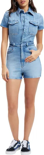 Good American Fit for Success Denim Utility Romper | Nordstrom | Nordstrom