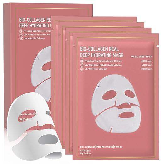 Bio-Collagen Real Deep Mask, 4 Pack Overnight Hydrating Face Mask for All Skin Types,Original Hyd... | Amazon (US)