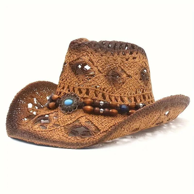 Sombrero de vaquero vintage con huecos, sombreros de paja desgastados estilo occidental, decoraci... | Temu Affiliate Program