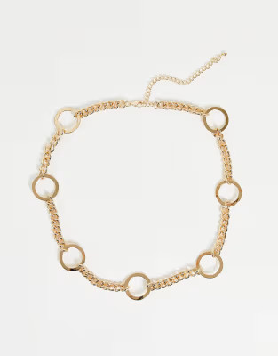 ASOS DESIGN circle and chain waist and hip belt in gold | ASOS (Global)