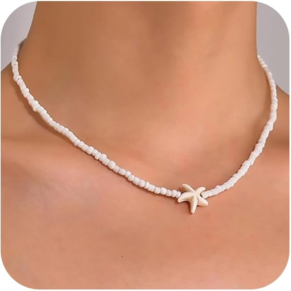 Nackiy Handmade Sea Shell Necklace for Women Summer Adjustable Natural Shell Collar Necklace | Amazon (US)