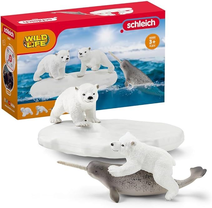 Schleich Wild Life 4pc. Polar Playground with Polar Bear Cub and Narwhal Figurines - Highly Detai... | Amazon (US)