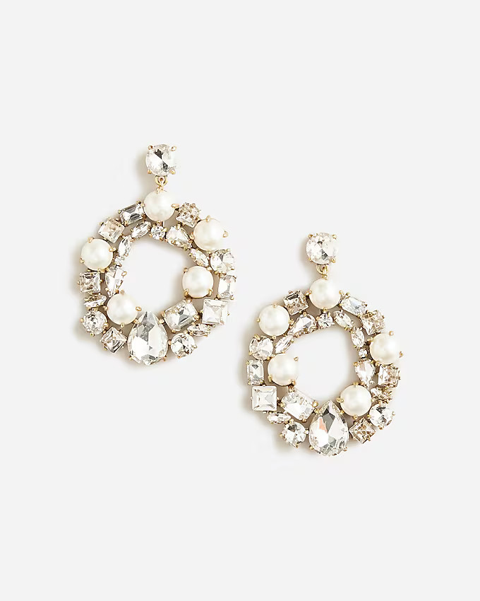 Crystal and pearl cluster drop earrings | J. Crew US