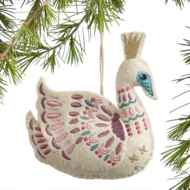 Wool Crowned Swan Ornament | World Market