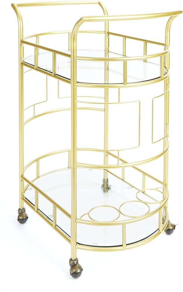 Sinclair 2 Tier Metal and Glass Bar Cart, Gold | Amazon (US)