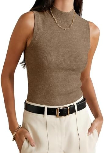 LOMON Womens Wool Blend Lightweight Sweater Vest Mock Neck Tank Top Soft Business Casual Outfits ... | Amazon (US)