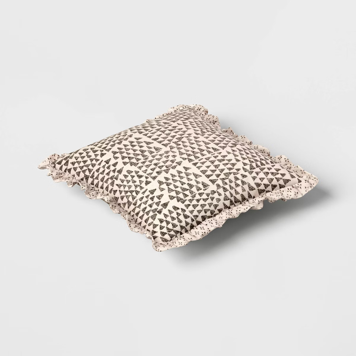 Square Block Print Reversible Pillow with Ruffle Trim Green - Threshold™ | Target