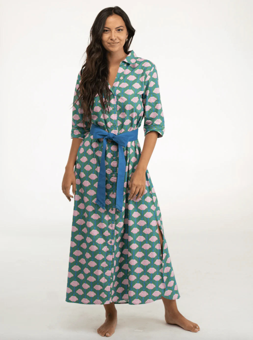 The Eloise Shirt Dress | Green Floral Trellis | Beau & Ro