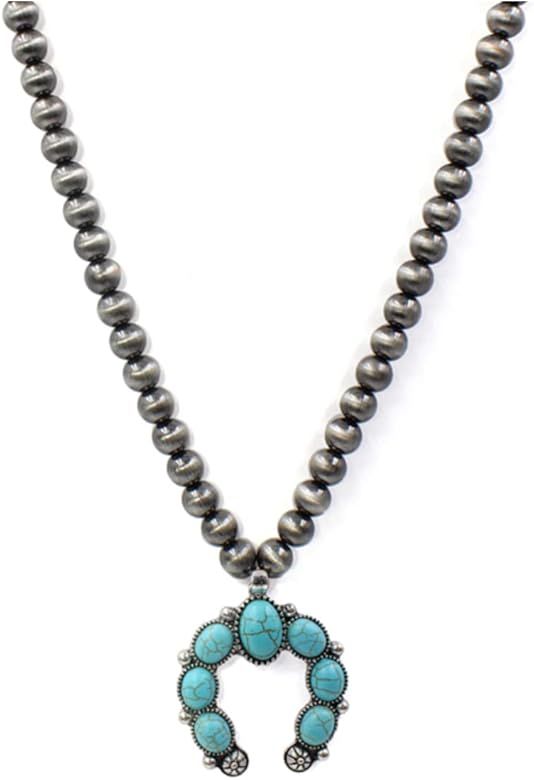 Squash Blossom Horseshoe Navajo Pearl Turquoise Necklace | Amazon (US)
